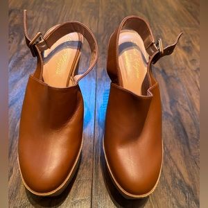 Robert Clergerie Paris Leather Slingback Mules Platform Wedge Size 39 NWOT $695